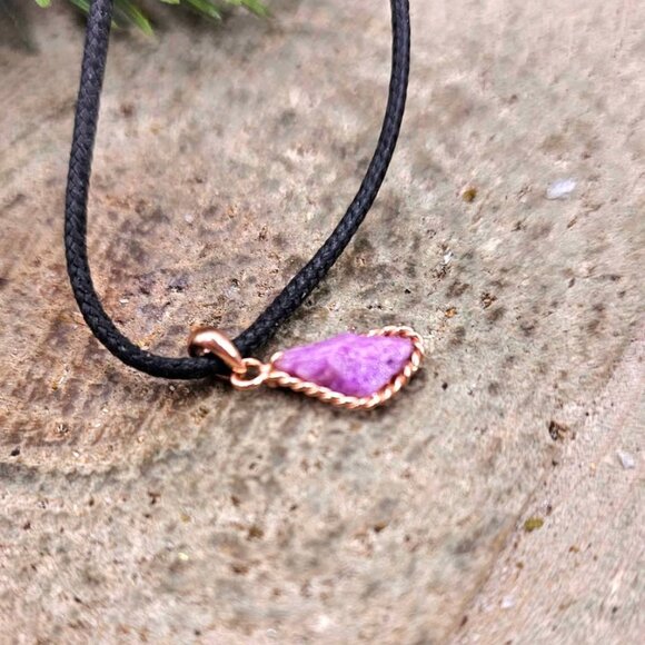 Nature Purple Sugilite Raw Stone S925 Pendant Necklace - Picture 2 of 10